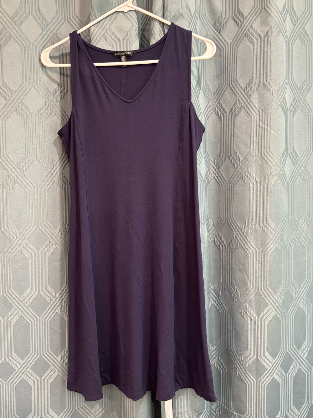 Eileen Fisher Sleeveless V-Neck Shift Dress in Navy
